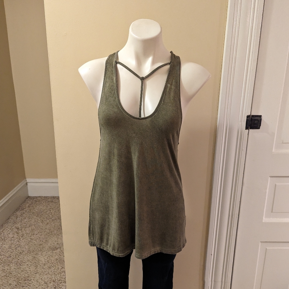 We the Free olive green slightly distressed Amelia tank size XS